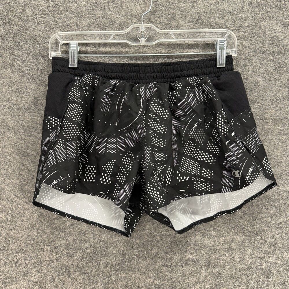 Champion Activewear Shorts Women S Small Black Geometric Pull On Athletic